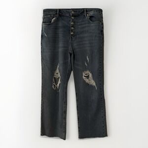 Wild Fable Womens Distressed Frayed Blue Denim Jeans Sz 18 Straight Leg Cutoff